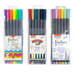 Kit 6 Canetas Fineliner Sextavada 0,4mm Neon Soul - BRW