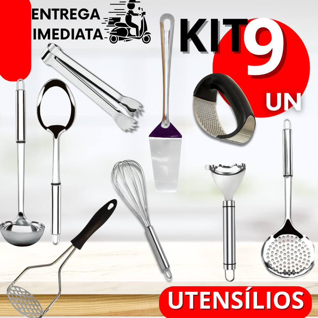 Kit 9 Utensílios Para Cozinha Completo Praticidade e Agilidade Para Sua Cozinha e Restaurante