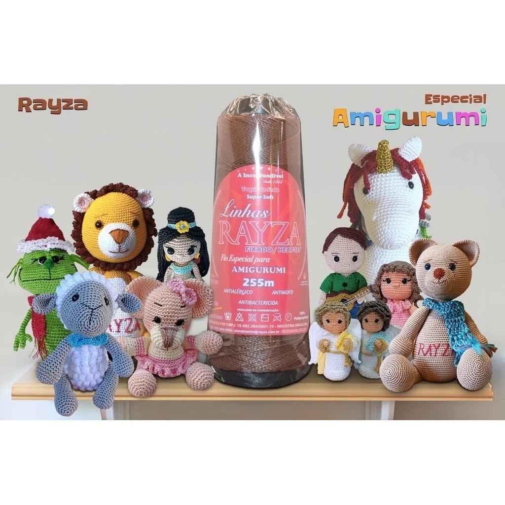 Linha RAYZA Amigurumi - Ideal para Crochê e Amigurumi - Tex 288 - Cor 023 Marrom