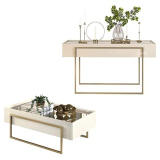 Aparador E Mesa De Centro Petri Off White – Dj Móveis em Oferta na Shopee