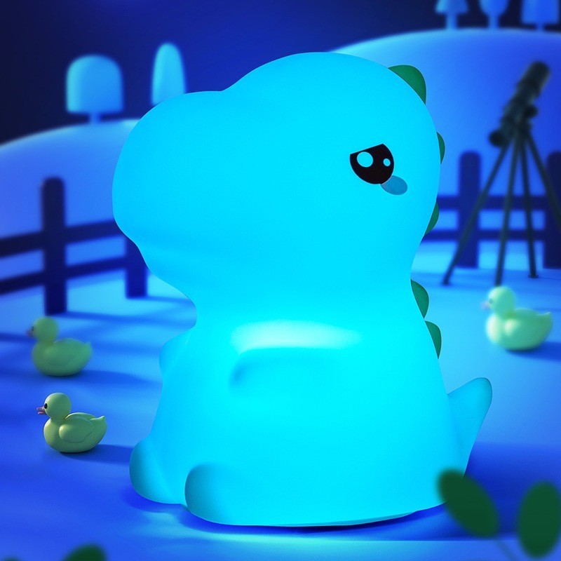 Luminária Mesa Recarregável Lâmpada Noturna Abajur Fofo Silicone Toque Touch Led Dinossauro ref: JS-1