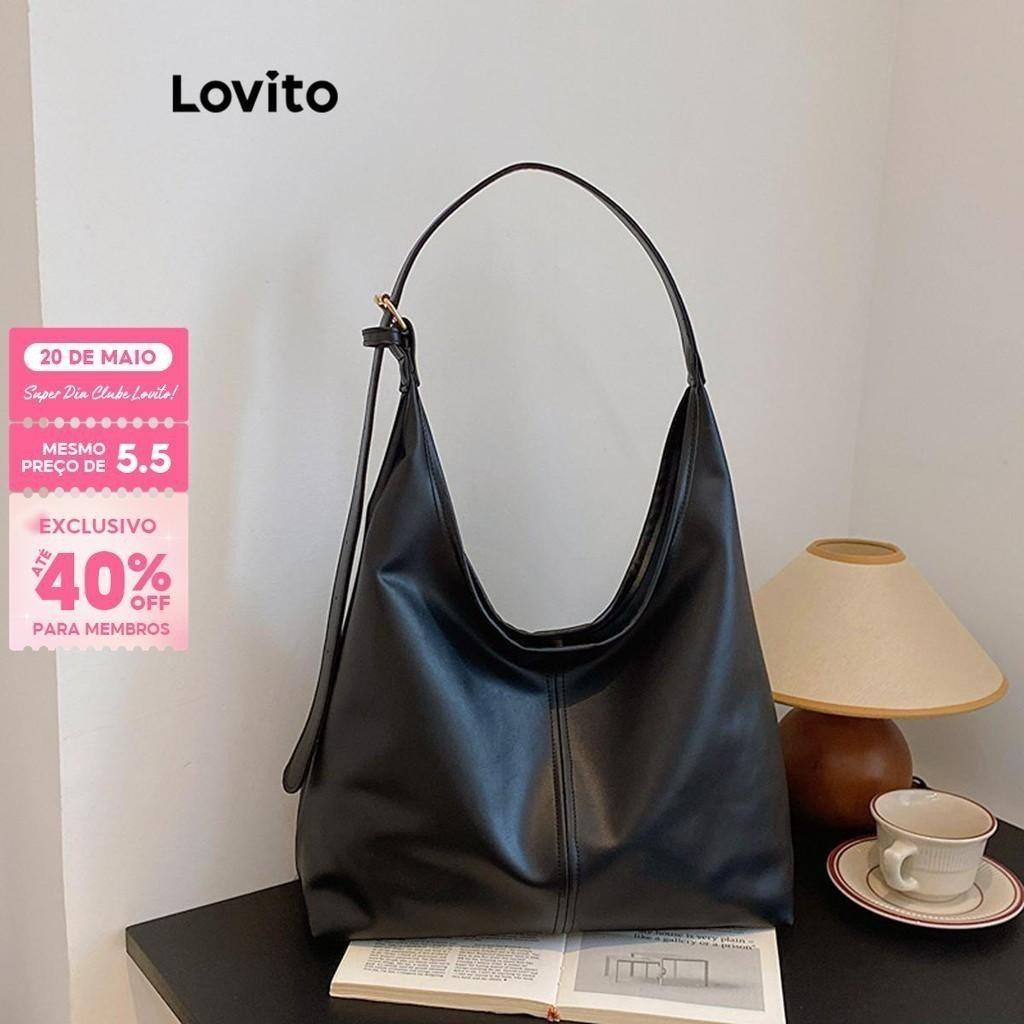 (Trendy) Lovito Bolsa De Ombro Casual Bolsa De Ombro Lisa Para Mulheres LFA57091 - Women Bags