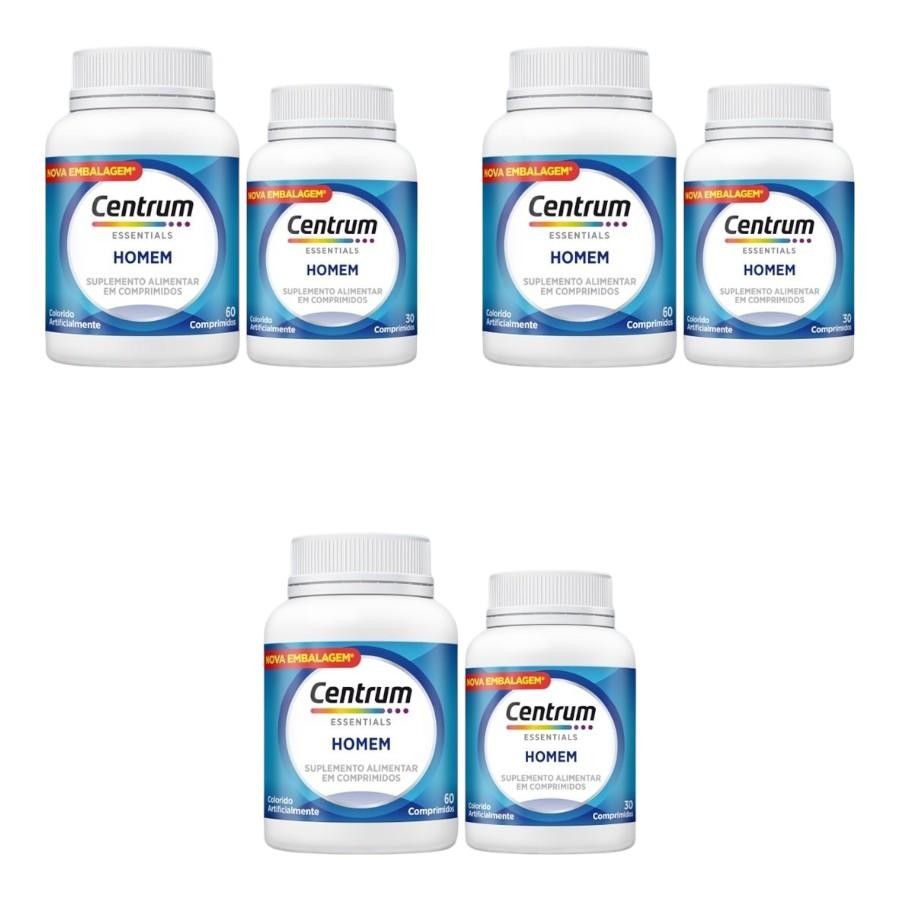 Kit Centrum Essentials Homem Com 3 Promopacks De 90 Comprimidos Cada