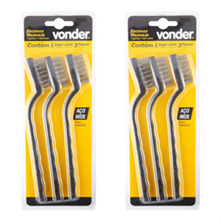 Kit 2 Jogos de escovas manuais em aço inox 3 peças - VONDER em Oferta na Shopee