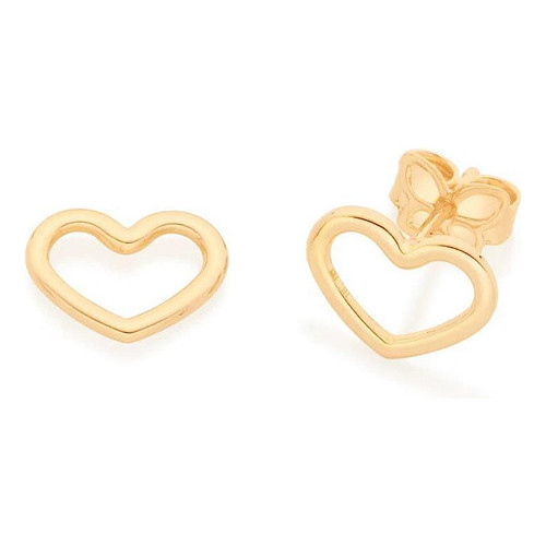 Brinco Rommanel Banhado Ouro Pequeno Coração Vazado 526499