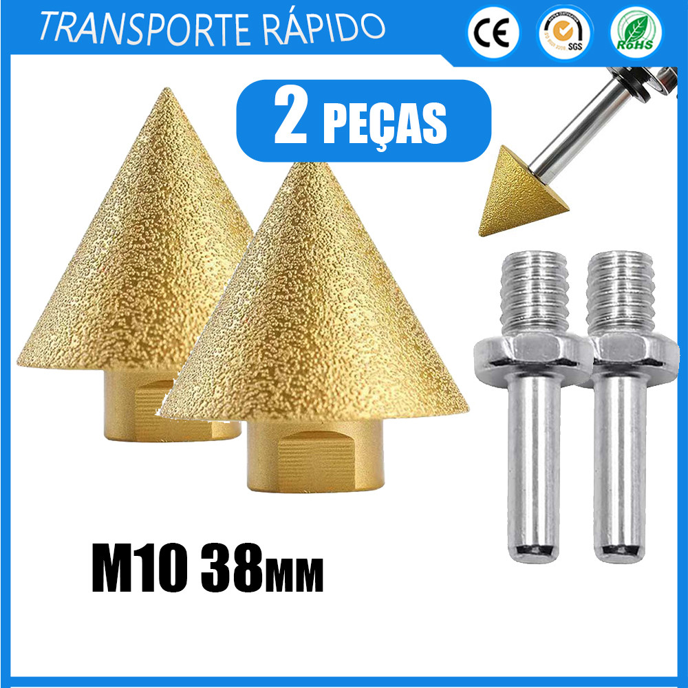2x Escareador de diamante Bits de escareador 38mm M10 roscado Angle Grinder Connecting Rods