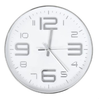 Relógio de Parede Prata e Branco 31cm Minimalista Silencioso Design Moderno Ambientes em Oferta na Shopee
