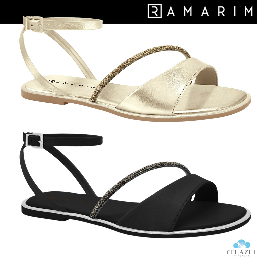Sandália Rasteira Feminina Ramarim Strass Brilho Conforto em Oferta na Shopee