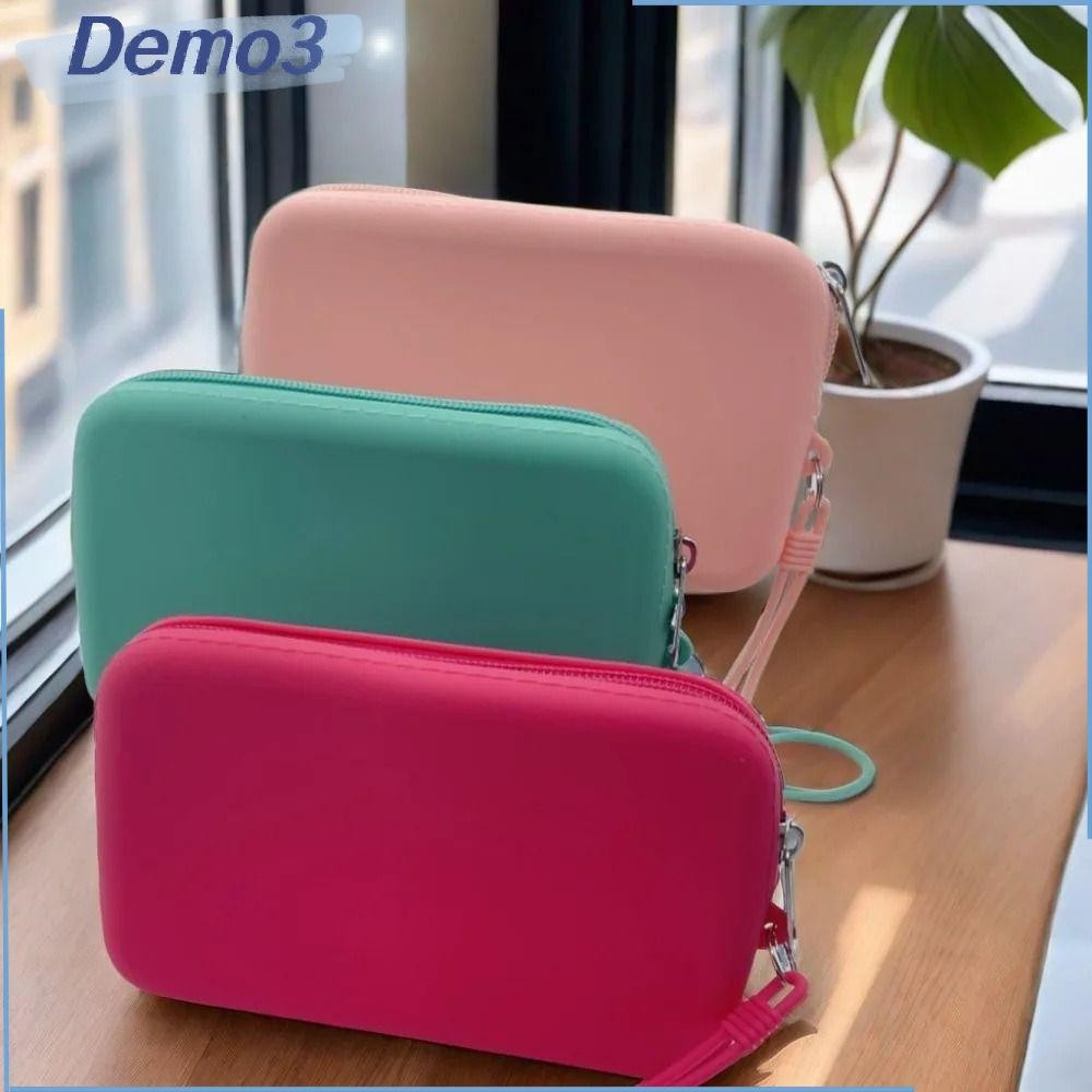 [DEMO3] Bolsa De Moedas , Viagem De Cor Sólida De Silicone Fone De Ouvido À Prova D'água Com Zíper Portátil , Mulheres E em Oferta na Shopee