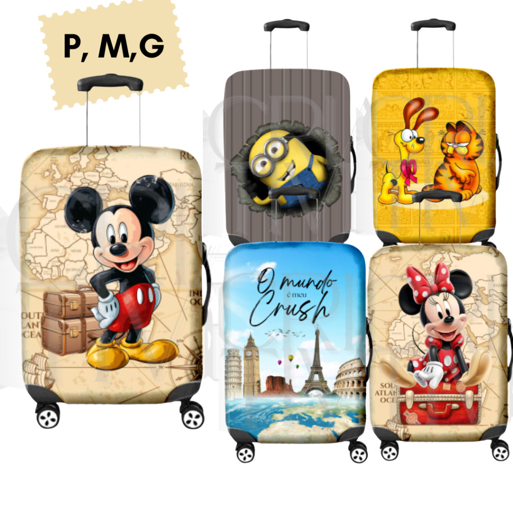 Imagem Capa de Mala para Viagem Protetora Estampas Personagens