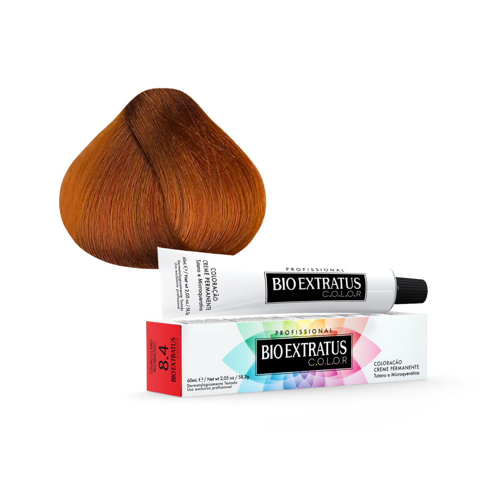 Tintura Creme Bio Extratus Color Louro Claro Acobreado 8.4 60ml - Beauty