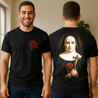 Camiseta 100% Algodão Católica Algodão Santa Rita Rosas Devoção em Oferta na Shopee