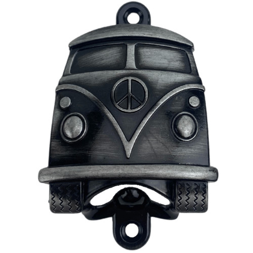 Abridor de Garrafas Kombi VW em Metal Prata Velho Escovado 10x6,5cm Acessório Decoração Artesanato Ferragem