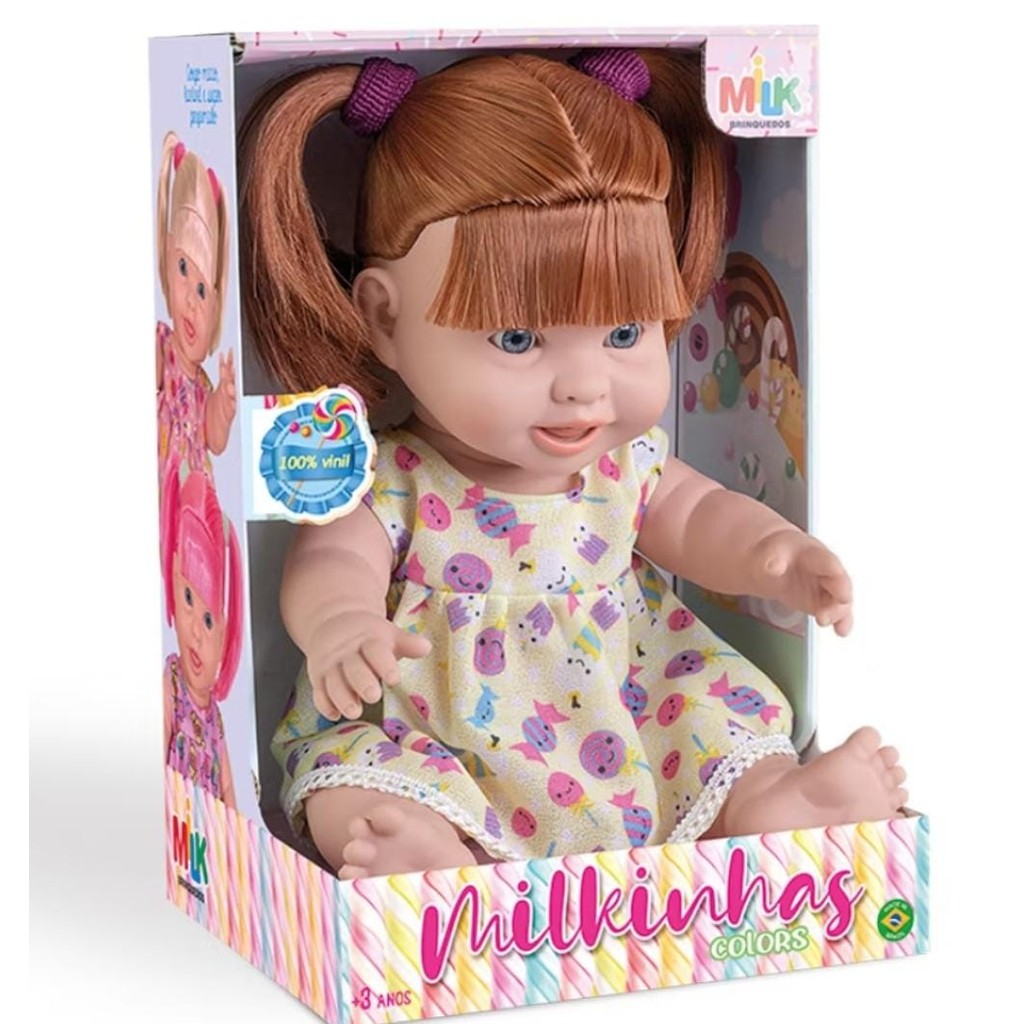 Boneca Milkinha Colors Grande 100% Vinil Super Macia Menina - Milk Brinquedo em Oferta na Shopee