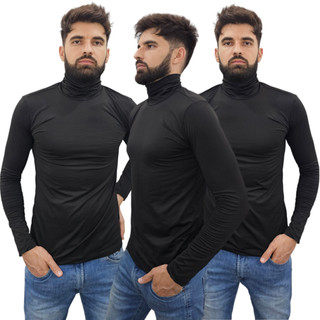 Kit com 03 Blusas Térmica Gola Alta Segunda Pele Manga Longa Proteção Uv