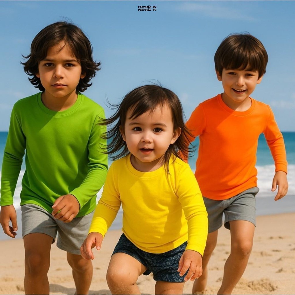 Kit 2 Camiseta UV Infantil Térmica Blusa de Proteção Solar para Menino e Menina UV50 Tamanho 4 ao 14