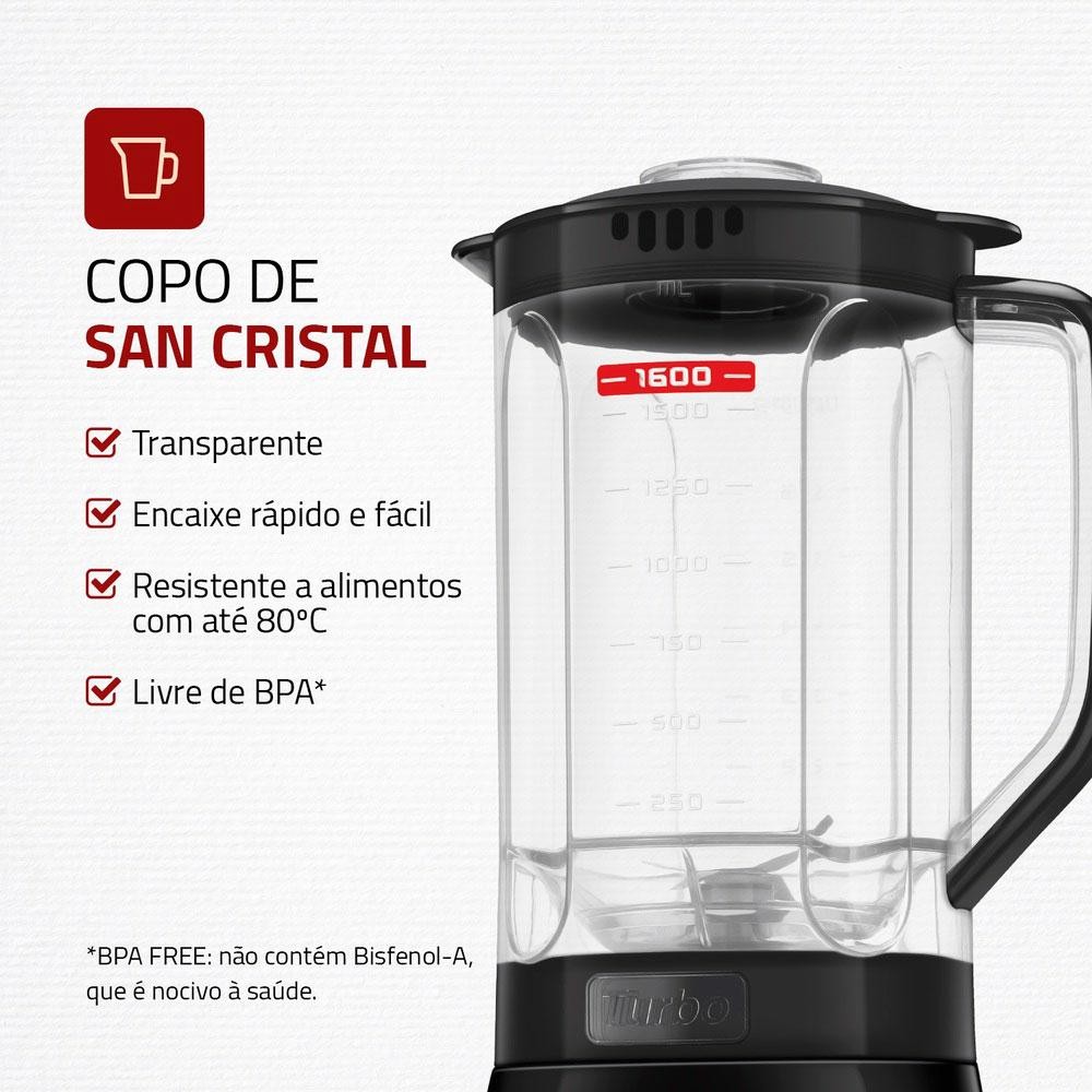 Detalhes do Liquidificador Pratic Turbo L98B Mondial Preto 127V