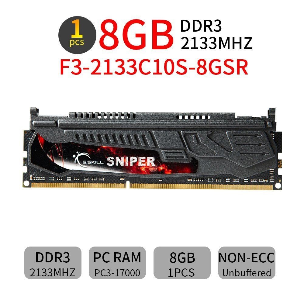 Para G.SKILL SNIPER 8GB DDR3 OC 2133MHz PC3-17000U 240Pin DIMM Memória Jogos De Mesa
