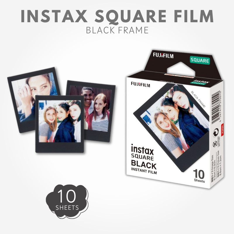 FUJIFILM Instax Square Film Black Frame, 10 sheets per pack, INSTAX SQUARE BLACK FRAME WW 1