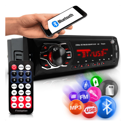 Som Pra Carro Aparelho Rádio Automotivo Bluetooth Bt Sd