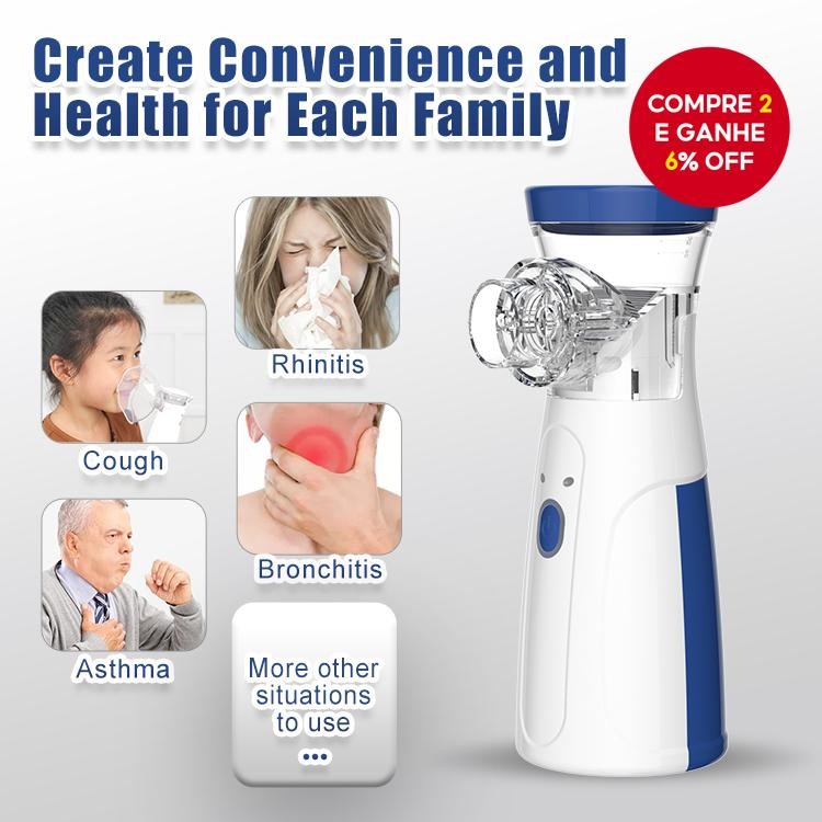 Nebulizador De Malha Portátil , Mini Inalador Silencioso Para Adultos E Crianças , Cuidado...