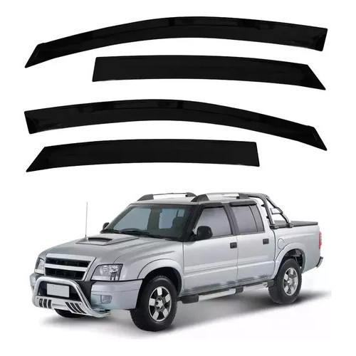 Calha De Chuva S10 Cabine Dupla  1996 A 2011 Preto Fumê em Oferta na Shopee