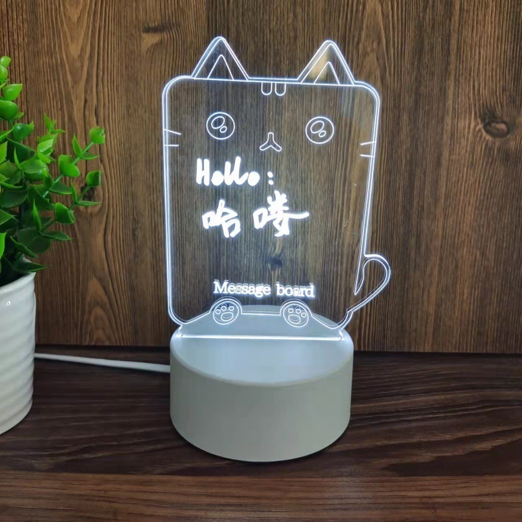 Luminaria Led Escrever De Caneta Lousa Quadro Mesa Anotações Gato em Oferta na Shopee