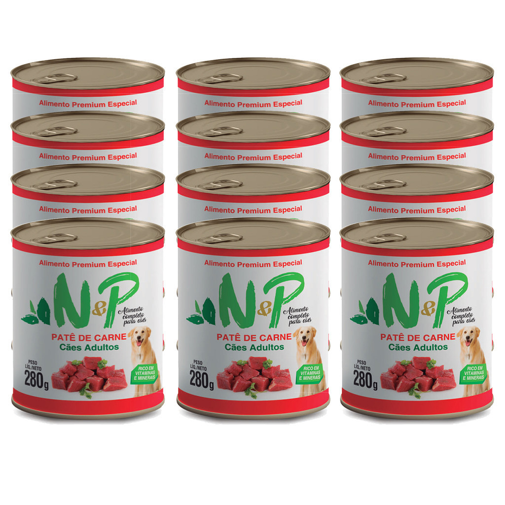 Patê Petisco Sabor Carne Cães Premium N&P 200g - 12 unidades