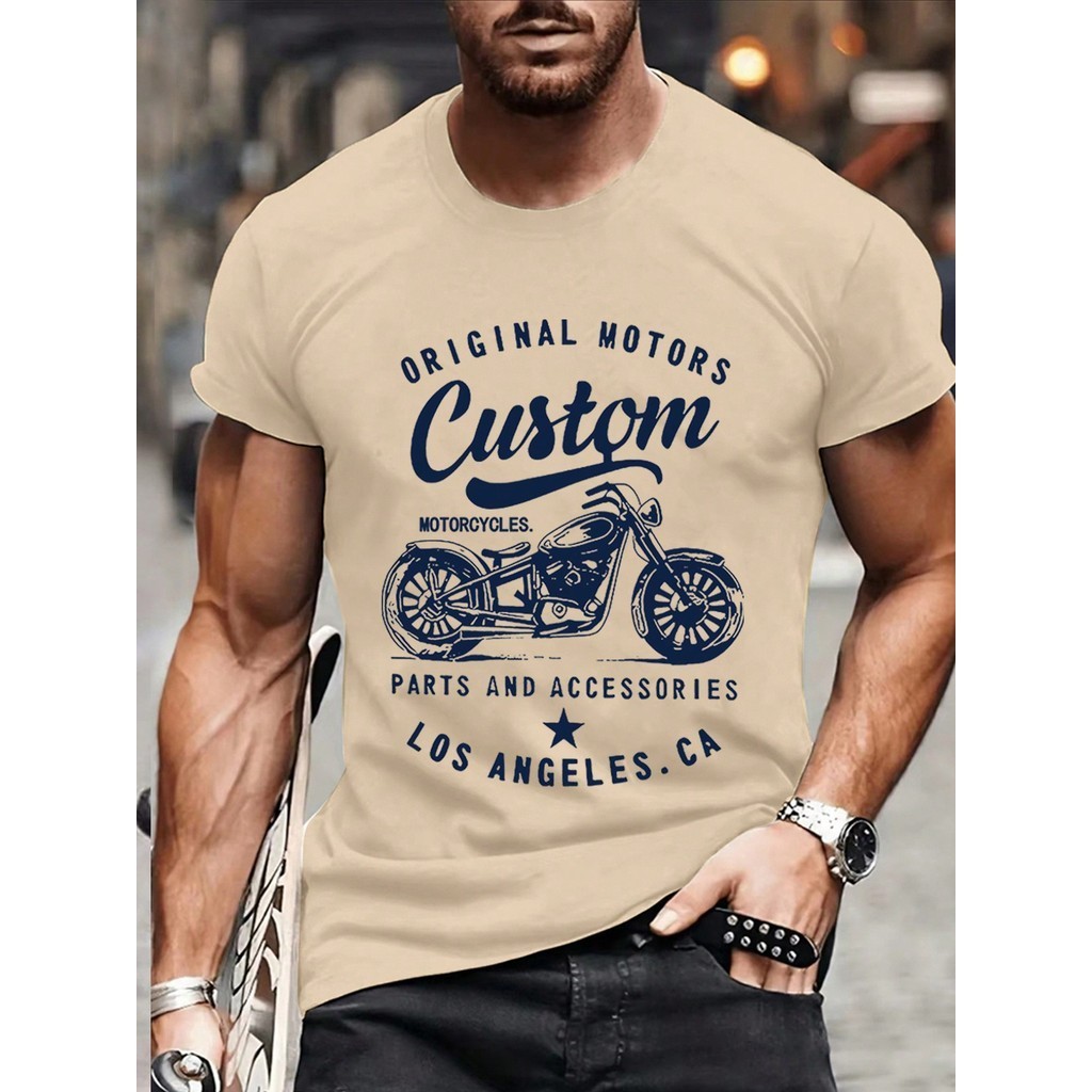 Camiseta Original Motors Custom para Amantes de moto Los Angeles.CA Tecido 100% Algodão