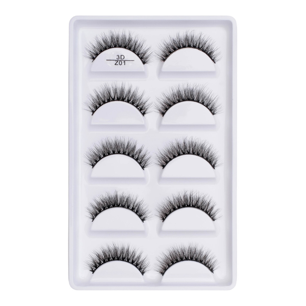 Cartela com 5 pares de cilios postiços naturais modelo - Z01