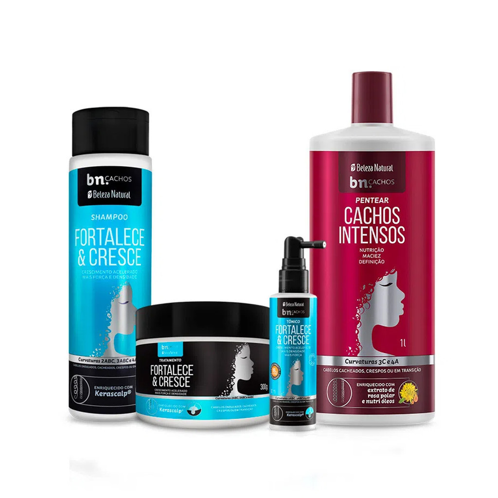 Kit Beleza Natural Fortalece e Cresce + Creme de Pentear Cachos Intensos - Beauty