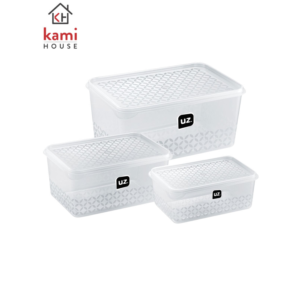 Kit 3 Potes Multiuso Retangular Transparente UZ