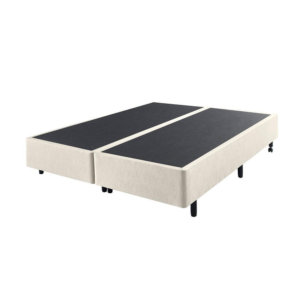 Cama Box Bege Queen 158x198 com Colchão Adapto Ecoflex