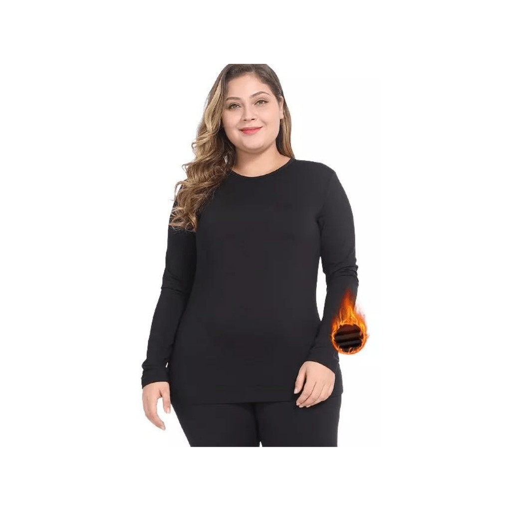 Conjunto feminino elegante Roupa calça e blusa forrada peluciada térmica até tamanho Plus Size Frio Peluciado Proteção