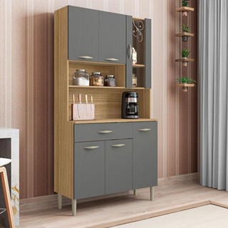 Kit Cozinha Ambiente Golden 6 Portas Freijó Gris - Kits Paraná em Oferta na Shopee