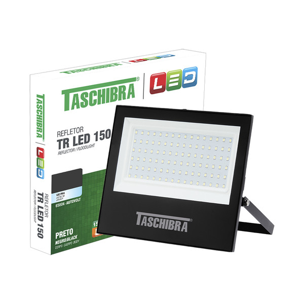 Refletor de Led 150W TR Slim Holofote Resistente à Água Branco Frio 6500K Preto Bivolt
