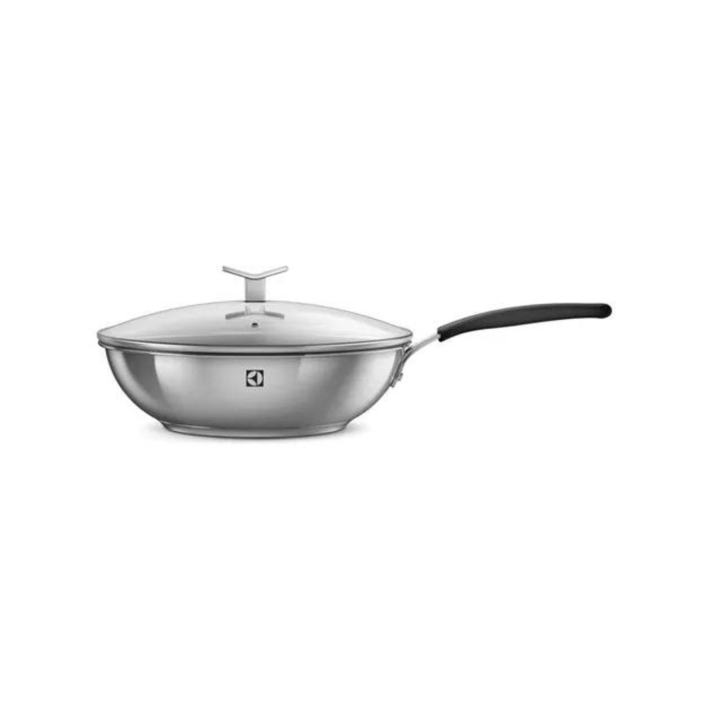 Panela Wok Aço Inox antiaderente com tampa Electrolux Design 28cm