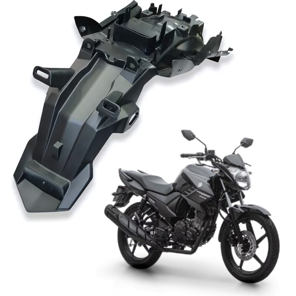 PARALAMA TRASEIRO SUPORTE PLACA PRETO FAZER 150 2016 A 2024 PARAMOTOS YAMAHA