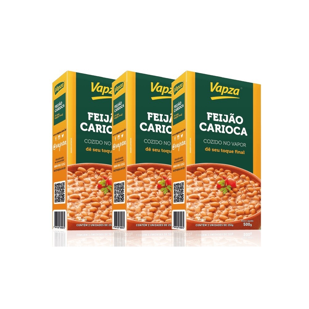 Kit 3 Feijões Carioca 500G Vapza em Oferta na Shopee