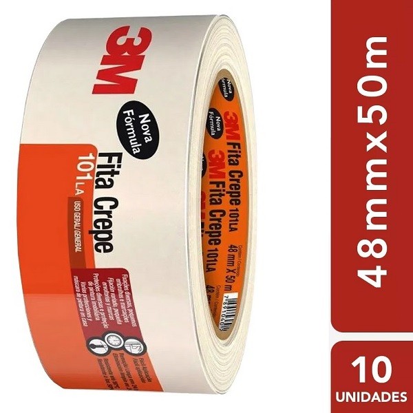 Fita Crepe 48MM X 50M 3M 101LA 10 Rolos em Oferta na Shopee