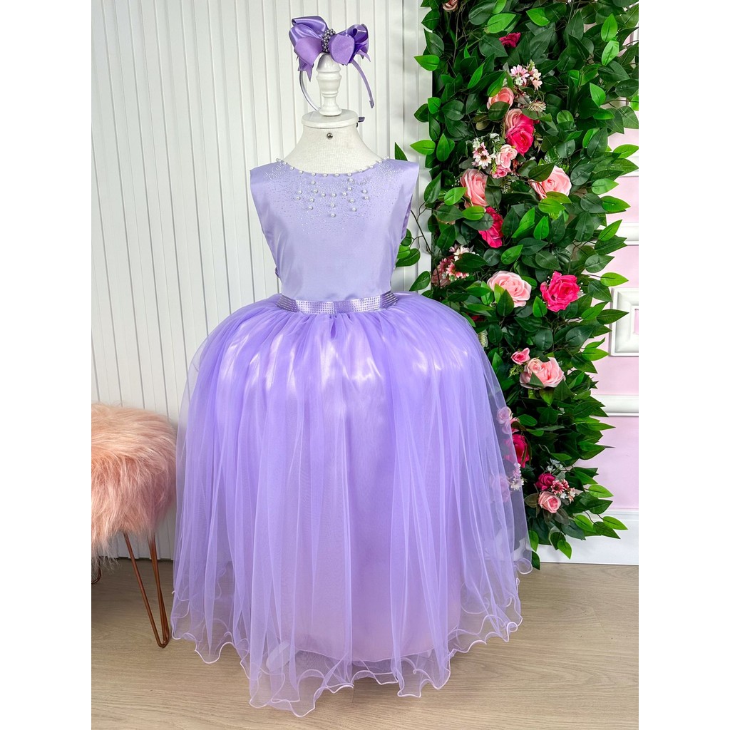Vestido Enjoy Longo Regata Lilás Casamento Formatura Noiva Batizado Elegante Luxo Clássico Cerimônia Festa Formal Princesa Sofisticado Delicado Glamouroso Chic Tradicional Romântico Solene Infantil Juvenil Festa Casual Menina Dia a Dia Feminino Verão