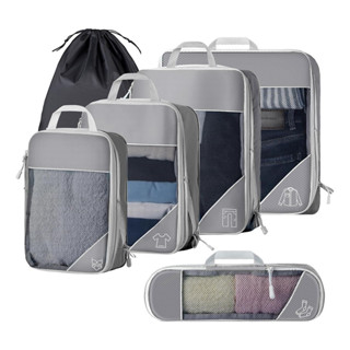 Conjunto de Cubos de Embalagem de Compressão - Nylon Premium, Organizador de Roupas e Acessórios para Viagem, 3/6 Peças em Oferta na Shopee