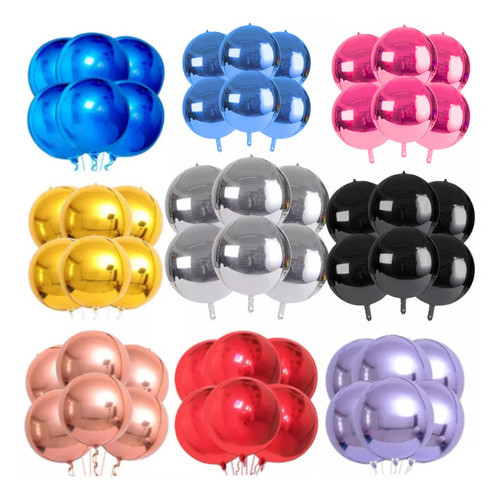 Kit 5 Balão 4d Metalizado Orbz Globo 10" 22" 32" 50" Polegadas Festa Decoração Todas as Cores em Oferta na Shopee