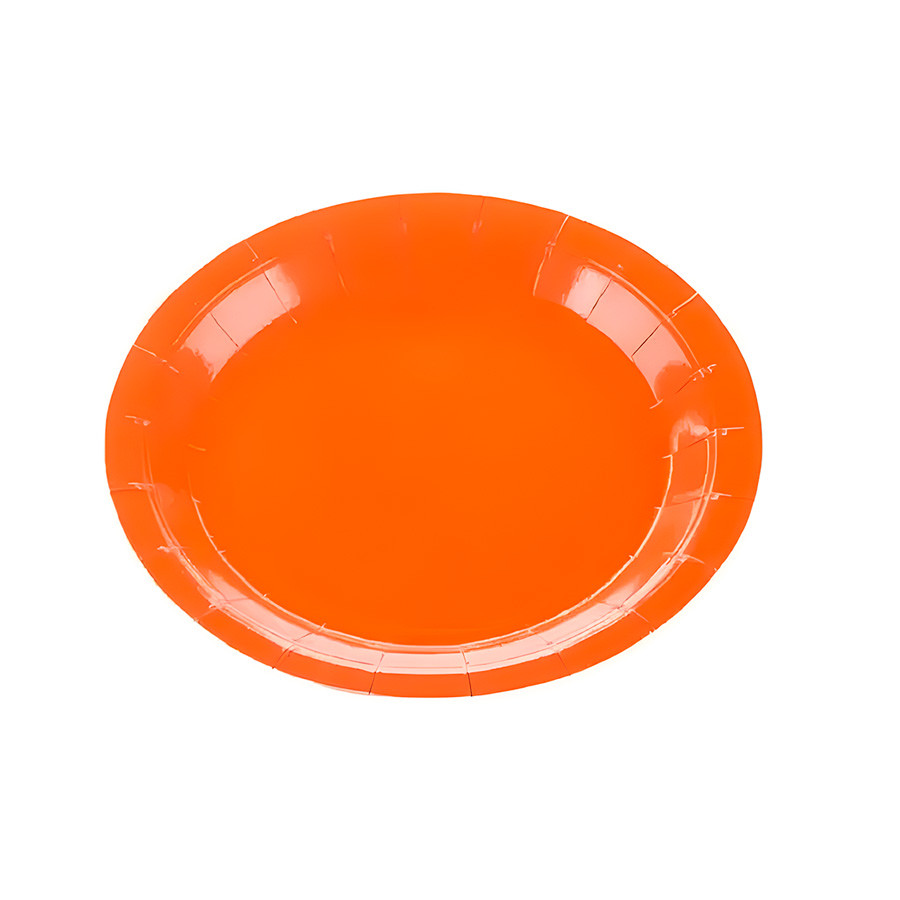 Prato de Papel Redondo Biodegradável - Laranja - 18cm - 10 unidades - Rizzo - Home & Living