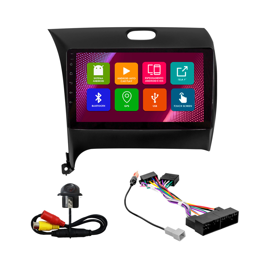 Kit Multimídia 9 Pol Cerato 2013 2014 2015 2016 2017 Android 2Gb Ram 32Gb Flash Quad-Core 2 Din Preto Wifi Gps Tela Ips em Oferta na Shopee