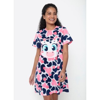 Camisola Manga Curta Algodão Feminino Vaca Romântica - Puket em Oferta na Shopee