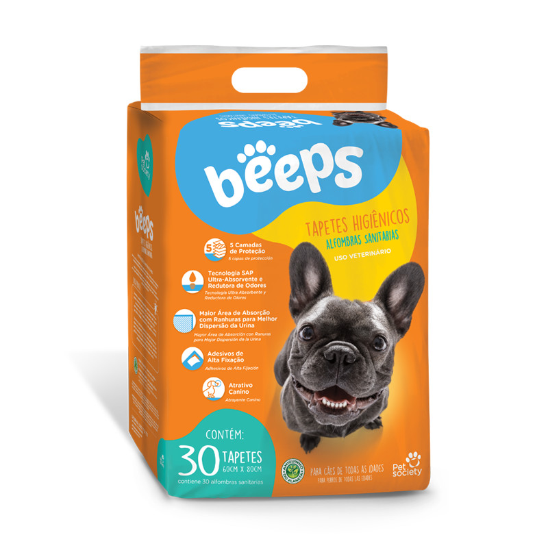 Tapete Higiênico Para Cães Beeps Training Pads Pequeno Grande Porte Tamanho 80x60cm Pacote 30 Un. em Oferta na Shopee