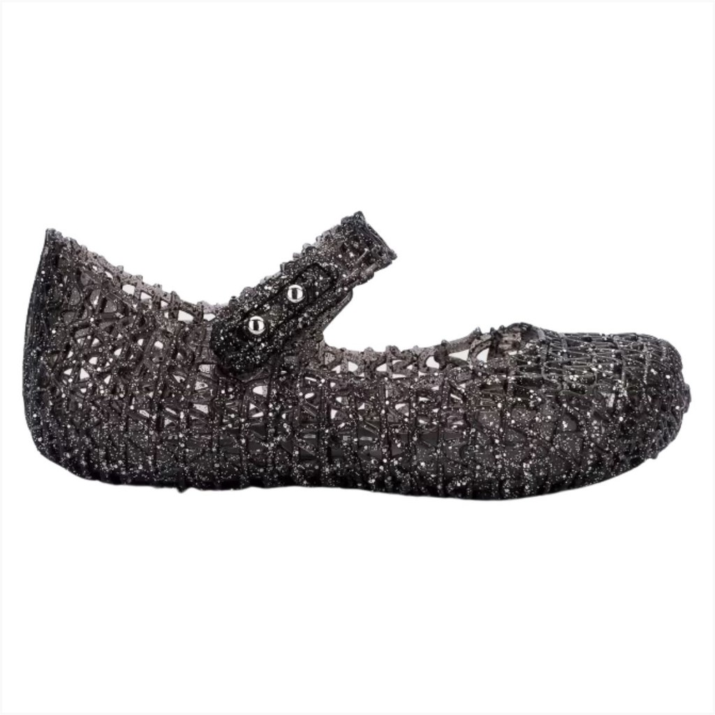 Sapatilha Mini Melissa Campana Papel bb Preto Glitter