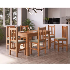 Conjunto Sala de Jantar Mesa 150cm com 6 Cadeiras Ref120/15 Móveis Zamarchi