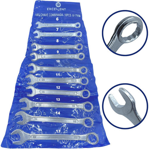 Jogo De Chave Combinada Kit Com 10 Peças 6 A 17mm Fixa E Estrela em Oferta na Shopee